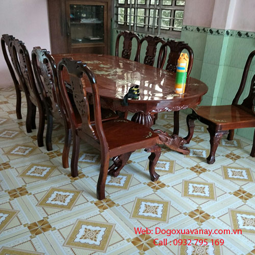 Bộ bàn ghế ăn 8 ghế gỗ đỏ