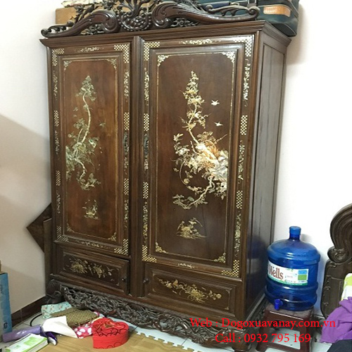 Tủ quần áo gỗ gụ khảm trai