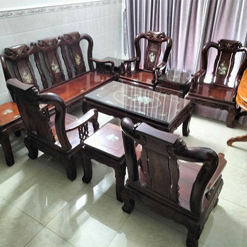 Thanh lý bộ bàn ghế cẩm lai tay 10